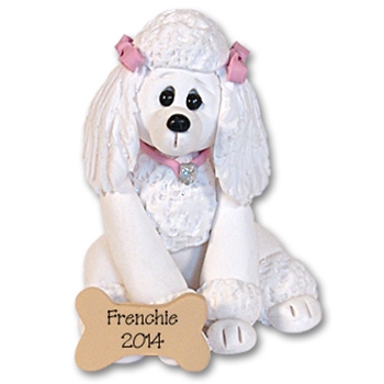 "Frenchie" White Poodle<br>Dog Ornament
