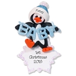 Petey Penguin  Baby's 1st Christmas Ornament for Boy - Custom Ornaments