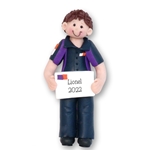 Male FedEx Driver Handmade Polymer Clay Personalized Christmas Ornament  - Brunette
