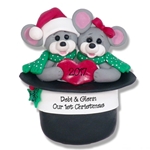 Marty Mouse Couple in Hat Family of 2  Personalized Couples Ornament  Limited Edition