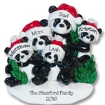 Panda Bear Family of 5<br>RESIN Personalized Family Ornament
