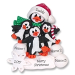 Petey & Polly Penguin Single Parent/Grandparent Ornament-3 Kids - Limited Edition