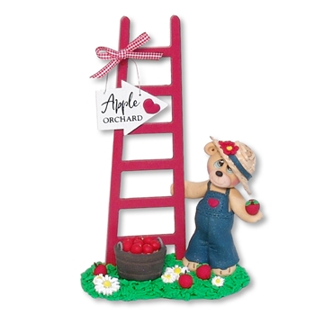 "Andy's Apple Orchard" Handmade Bear with Wooden Ladder