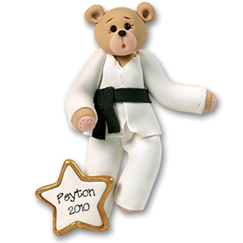 Karate Belly Bear Personalized Christmas Ornaments