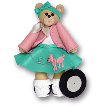 Belly Bear 50's Girl Personalized Ornament