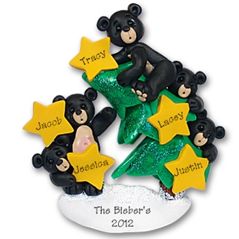 Black Bear Family of 5<br>w/Christmas Tree