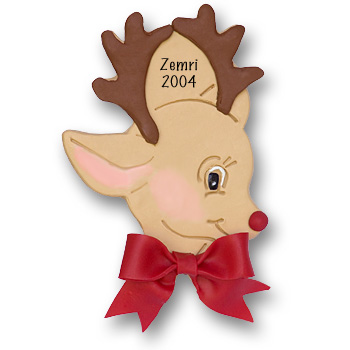 Reindeer Face Personalized Christmas Ornament