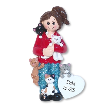 Crazy Cat Lady Personalized Christmas Ornament - RESIN