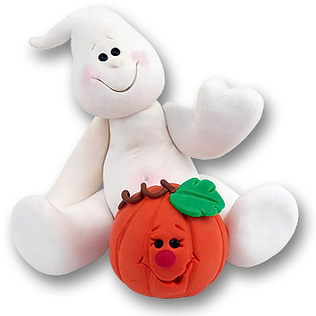 Belly Boo Ghost w/Pumpkin Halloween Ornament