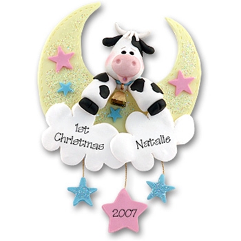 Cow Jumping Over Moon Personalized<br>Baby Ornament