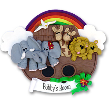 Noah's Ark Polymer Clay Personalized Christmas Ornament