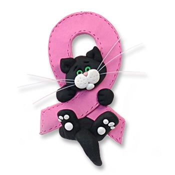 Black & White Kitty<br>Breast Cancer<BR>MEMORIAL-survivor<br>Pink Ribbon-Limited Editon