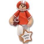 Orange Football Belly Bear<br>Personalized Ornament