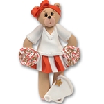 Orange Cheerleader Belly Bear<br>Personalized Ornament
