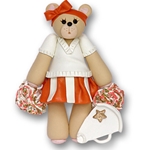 Orange Cheerleader Belly Bear<br>Personalized Ornament - ON SALE