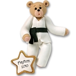 Karate Belly Bear Personalized Christmas Ornaments