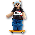 Belly Bear Skateboarder<br>Personalized Ornament