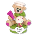 Belly Bear Chef / Baker w//Cupcake Personalized Ornament