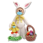 Covid-19 Belly Bear in Bunny Suit with Face Mask Personalized Figurine