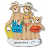 RESIN<br>Beach Belly Bears<br> Family of 3<br>Personalized Ornament