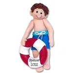 Boy at Beach handmade Polymer Clay Personalized Ornament