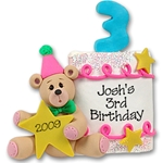 3rd Year Birthday Cake Personalized Christmas Ornament
