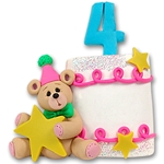 4th Year Birthday Cake Personalized Christmas Ornament
