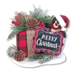 Black Bear with Gift & Pinecones Country Christmas Figurine