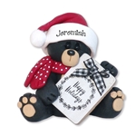 Black Bear w/Sign Handmade Christmas Ornament