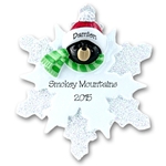 Black Bear<br>on Snowflake<br>Personalized Ornament