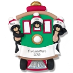 Black Bear Family of 3 in Streetcar Personalized Family Ornament - Custom Ornament