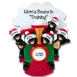 Black Bears in Train<br>Personalized Family Ornament of 5
