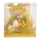 Tan Belly Bunny w/Chick & Egg  Figurine in Cutom Gift Box