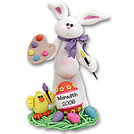 White Artist Belly Bunny Personalized Easter Figurine