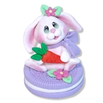 White Baby Bunny on Cookie Handmade Polymer Clay Easter Decor