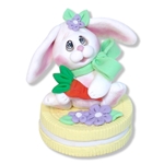 White Baby Bunny on Yellow Cookie Handmade Polymer Clay Easter Decor