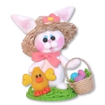 White Bunny with Chick and Straw Hat Figurine -2