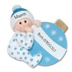 Baby Boy with Ornament Personalized 1st Christmas Ornament - RESIN