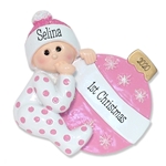 Baby Girl with Ornament Personalized 1st Christmas Ornament - RESIN