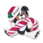 Australian Shepherd with Candy Cane Personalized Ornament
