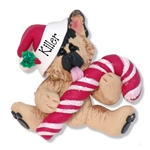 German Shepherd with Candy Cane Personalized Ornament