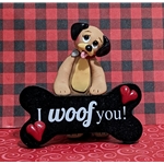 Puppy Dog "I Woof You" Puppy Pal Figurine Handmade Polymer Clay Ornament