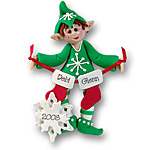 Whaldo Elf w/2 Stockings<br>Personalized Ornament
