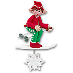 Whizzy the Elf - Personalized  Skier Christmas Ornament