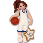 Girl Basketball Player-Female Handmade Polymer Clay Ornament  in Custom Gift Box