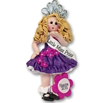Blonde Beauty Pageant Girl Handmade Polymer Clay Personalized Ornament - Limited Edition