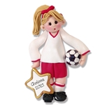 Giggle Gang Girl Soccer Player Handmade Polymer Clay Ornament (Blonde) - Limit Edition