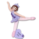 BALLERINA in Lavender Tutu Personalized Ballet Dancer Ornament in Custom Gift Box - Brunette