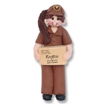 Female UPS Driver Handmade Polymer Clay Personalized Ornament