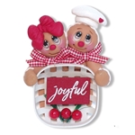 Gingerbread Couple with "Joyful" Sign - Handmade